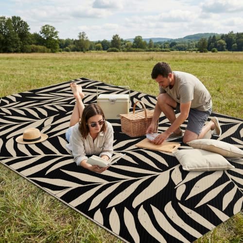 Smiry Outdoor Rug 5x8 ft Waterproof Reversible Leaf Mat - Image 4