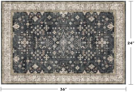 Black Washable 2x3 Entry Rug, Small Rugs - Image 2