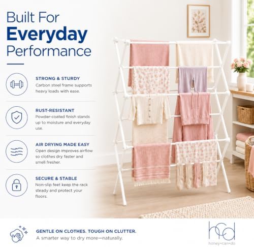 Honey-Can-Do Oversized Clothes Drying Rack, Extra-Wide 35", 50 lb - Image 6
