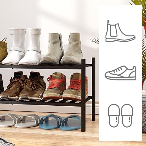 viewcare 2-Tier Black Bamboo Shoe Rack - Image 4