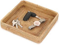 Hipiwe Key Basket Bowl for Entryway Table Rattan Serving Tray, 8.1" x 8.1" by Hipiwe