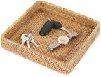 Hipiwe Key Basket Bowl for Entryway Table Rattan Serving Tray, 8.1" x 8.1" by Hipiwe