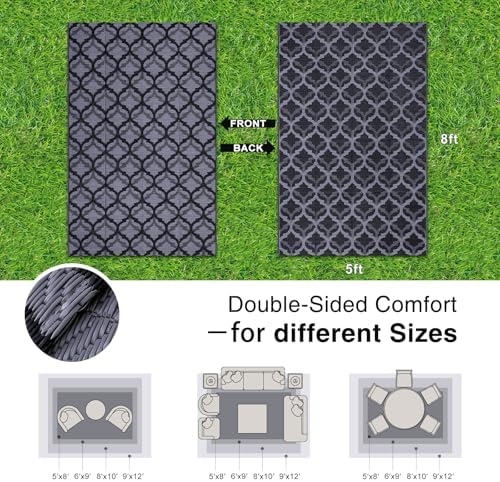 OLANLY Outdoor Rug 5x8 ft Waterproof Reversible Braided Mat - Image 2