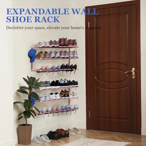 Wall Mounted Shoe Rack, 3 Tier Hanging Shoe Rack Holds 12 Pairs, Space Saving - Image 5