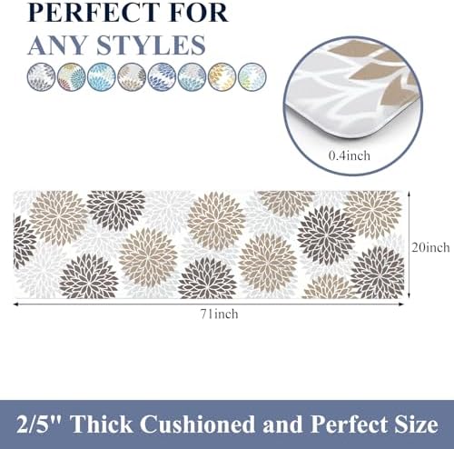 HEBE Kitchen Mats for Floor, Floral Anti Fatigue Kitchen Runner Rug - Image 2