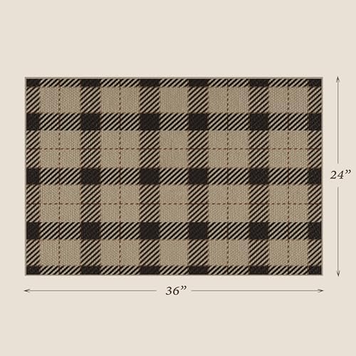 JTJ Easy Jute 2x3 Entryway Rug, Washable Non Slip Black & Beige Plaid - Image 2