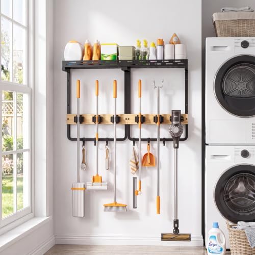Broom Holder Wall Mount – Wall Mounted Broom, Hanging Cleaning Tool Organizer - Image 3