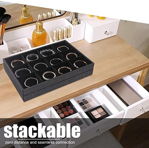 Julysky 2Pcs 12 Grids Stackable Jewelry Organizer Trays - Image 3