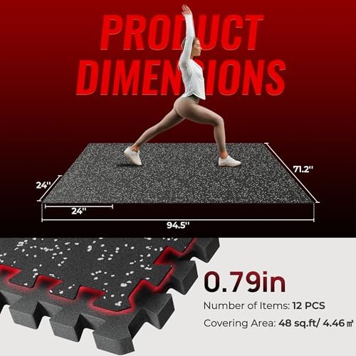 SUPERJARE 0.79'' Extra-Thick 12 Pcs 48 Sq Ft Exercise Equipment Mats - Image 5