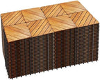 PrimeZone 216 PCS Solid Acacia Wood Interlocking Patio Deck Tiles Outdoor by PrimeZone
