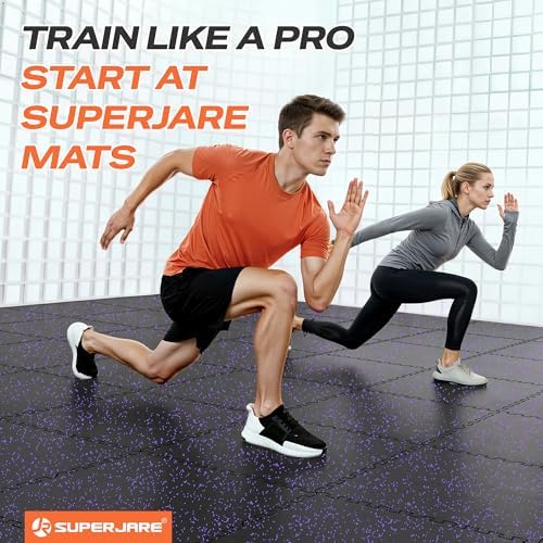 SUPERJARE 0.56'' Thick 48 Sq Ft Rubber Top Gym Flooring - Image 3
