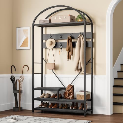 Garvee Coat Rack with Shoe Storage, 16 Hooks, Entryway Organizer - Image 2