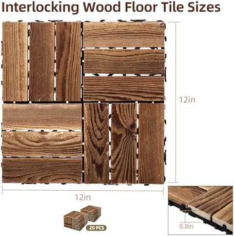 FAHKNS 20 PCS Acacia Wood Interlocking Deck Tiles - Image 2