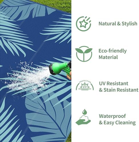 GENIMO Outdoor Rug, Waterproof Plastic Rugs 10'x14' - Image 5