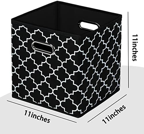 Black Foldable Storage Cubes Bins, Fabric Storage Box Cubes Organizer Baskets - Image 2