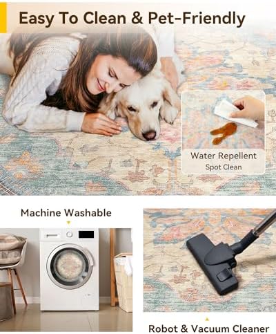 RELEANY Washable Area Rug, Round 4ft - Image 4