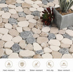 Pebble Tile, Warm Earth Sliced Pebble Stone Tiles - Image 5