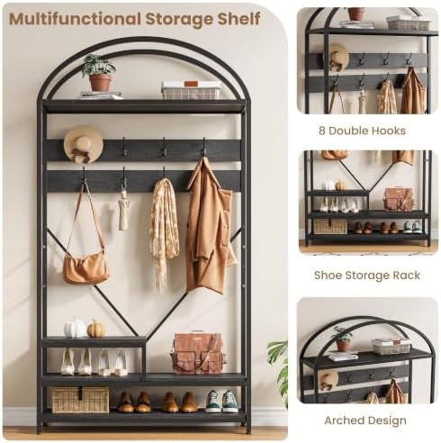 Garvee Coat Rack with Shoe Storage, 16 Hooks, Entryway Organizer - Image 3