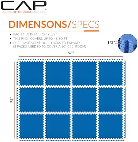 CAP Puzzle Exercise Mats | 1/2” Thick EVA Interlocking Foam Tiles - Image 4