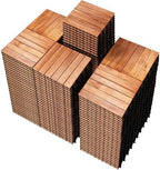 PrimeZone 162 PCS Solid Acacia Wood Interlocking Patio Deck Tiles Outdoor by PrimeZone