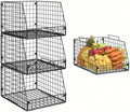 3 Pack XXL Stackable Wire Baskets, Large Storage Bins by Jakyitvi