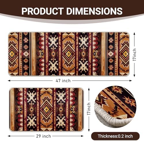 Southwest Native American Indian Kitchen Rugs Set of 2 - Image 3