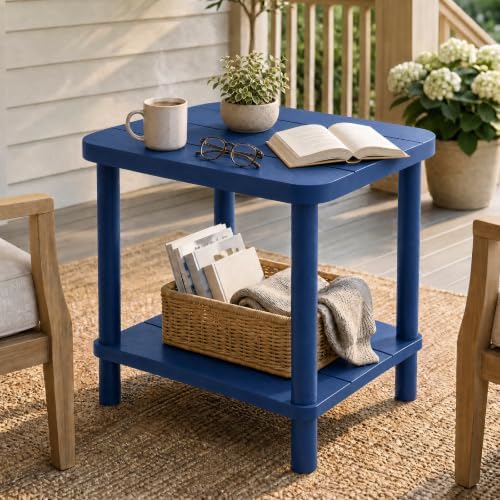 PASAMIC Outdoor Side Table, 2-Tier Oval Patio Table by PASAMIC