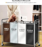 ROMOON Laundry Hamper Sorter Cart, 4-Section Organizer - Image 2