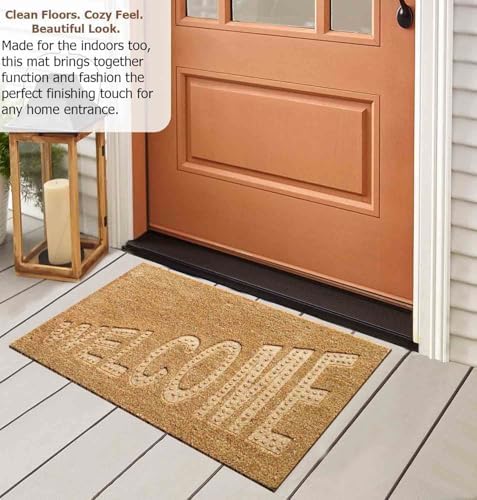 Gardenised Heavy Duty Coco Coir Doormat Non Slip PVC Baking Embossed Welcome - Image 5