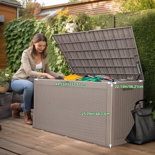 120 Gallon Outdoor Deck Box, Lockable Waterproof Outdoor Storage Boxes - Image 2