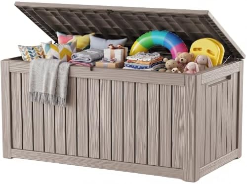 Outdoor Storage Box, 300 Gallon Waterproof Resin Deck Box by ATMELT