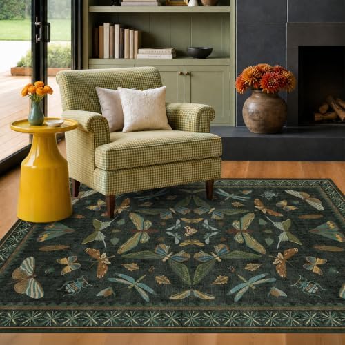 Dark Green 4x6 Washable Area Rug by HazoHaus