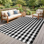 KILOCOCO Buffalo Plaid Checkered Rug 7.5x10 ft Black White Living Room Rug - Image 3