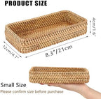 Hipiwe Key Basket for Entryway Table Small Natural Rattan Serving Tray - Image 3