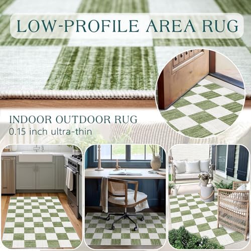 Green White Checkered Entry Rug - Image 4