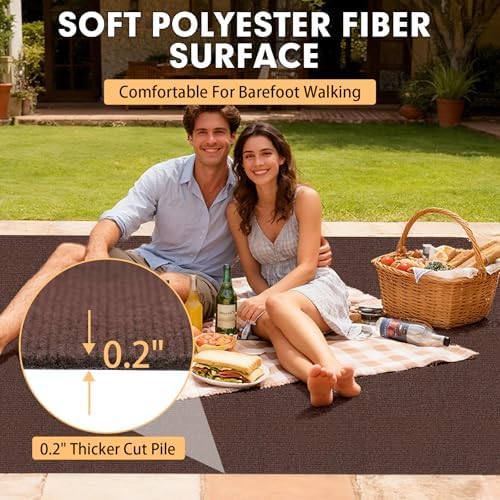 Grefinity Marine Carpet, 5 FT x 20 FT Brown Indoor Outdoor Carpet - Image 4