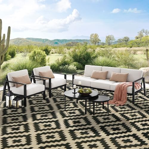 SAND MINE Reversible Mats, Plastic Straw Rug, Modern Area Rug, Large Floor Mat - Image 6