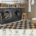 Lahome Checkered Easy Jute Entryway Rug, 3ft Round Washable Rugs Black - Image 5
