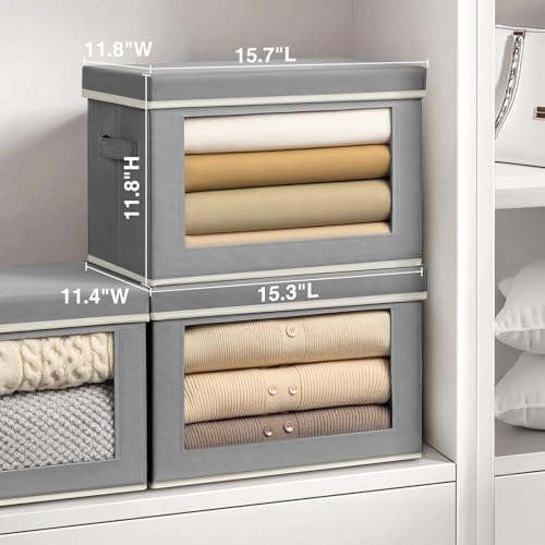 Homsorout Storage Bins with Lids, 4 Pack Large Storage Cubes with Window - Image 2