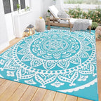 Bsmathom Waterproof Outdoor Rug 6'x9' Reversible Boho Plastic Straw Patio Deck by Bsmathom