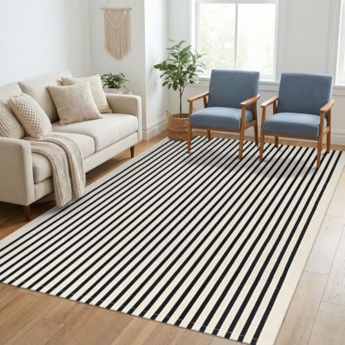 KILOCOCO Beige Striped Rug 5x7 Area Rugs by Kilococo