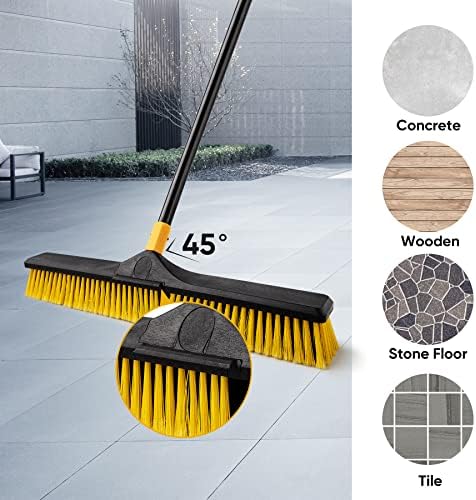 Yocada 24 inch Push Broom Brush 65.3 inch Long Stiff Bristles Heavy-Duty - Image 6