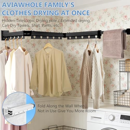 Clothes Drying Rack Wall Mounted, 3-Fold Space-Saving Drying Rack Clothing - Image 5