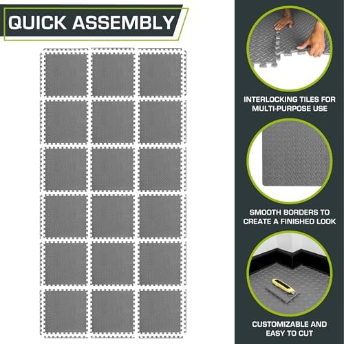 ProsourceFit Exercise Puzzle Mat 1/2-inch, EVA Interlocking Foam Floor Tiles - Image 5