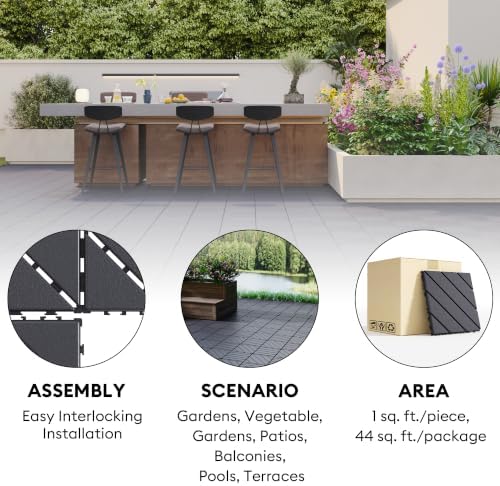 44 Pack Plastic Interlocking Patio Deck Tiles Waterproof All Weather - Image 4