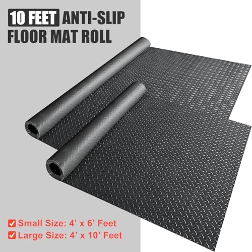 4' x 6' Feet Non-Slip Garage Floor Mat, 1-Piece Durable Rubber Flooring Roll - Image 2