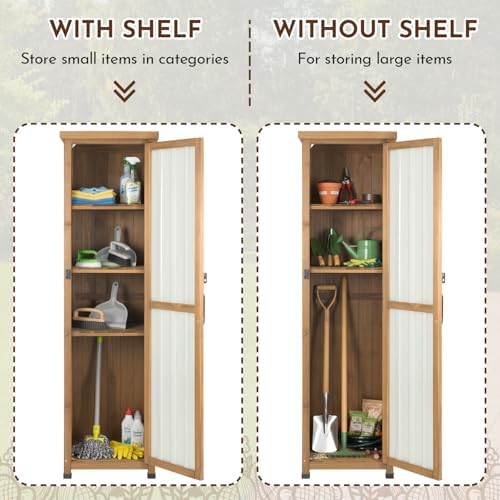 Ketive Tall Narrow Outdoor Storage Cabinet, 3 Adjustable Shelves - Image 3
