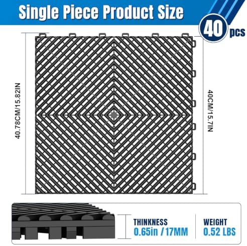 Jocoevol 40-Pcs Interlocking Tile, 15.7 x 15.7in Garage Floor Tiles - Image 2