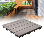 9 PCS WPC Rosewood Decking Tiles – Durable, Waterproof, Interlocking Outdoor by LUXEVISTA