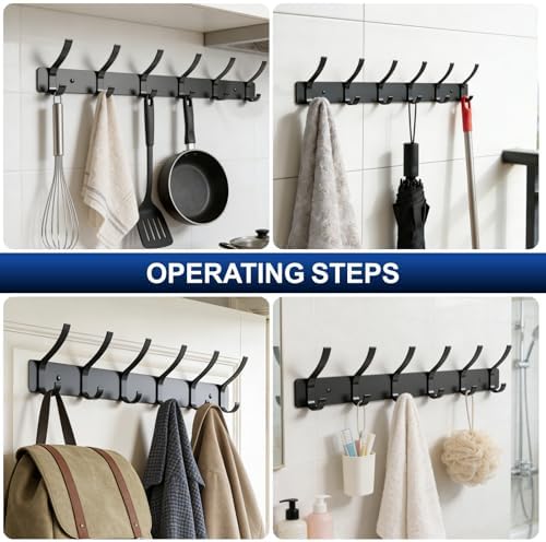 Wall Mounted Coat Rack, 6 Hooks - Image 5